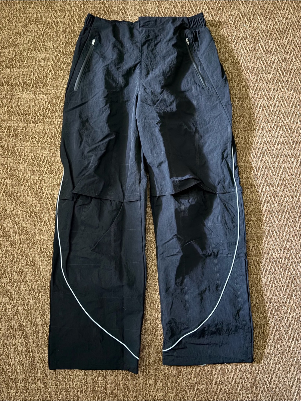 Adidas Airdrome Shield Pants Black White Woven Trefoil Straight Leg Size Small